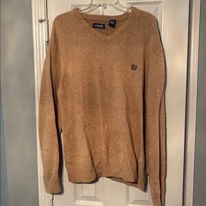 Chaps Heavy Knit V Neck Dark Tan Sweater